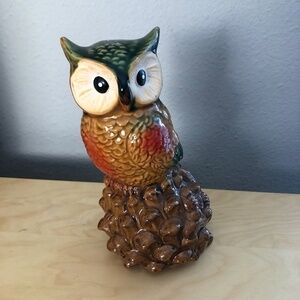Vintage Majolica Ceramic Owl - Mid Century Modern